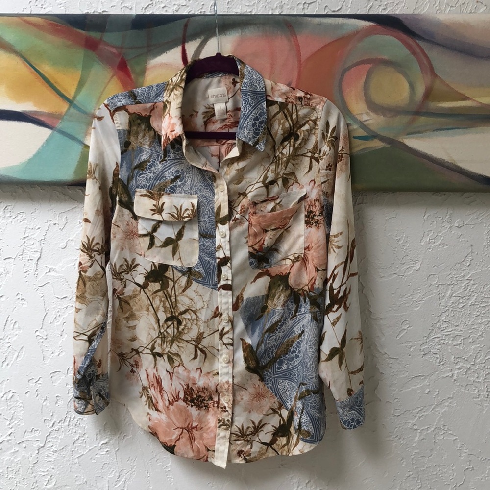 Chico’s Long Sleeve Button down Shirt/Blouse